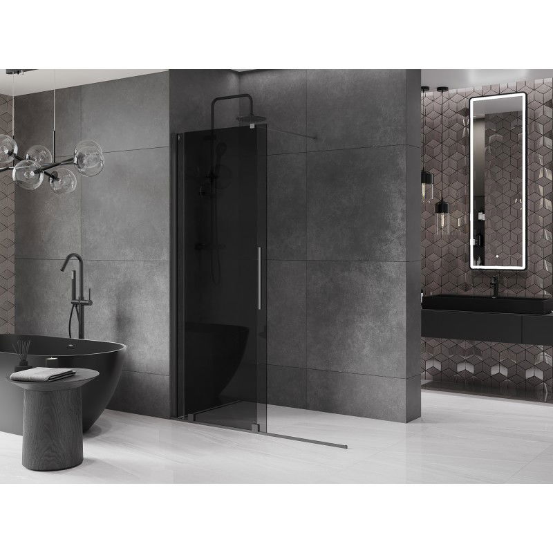 Mexen Velar плъзгаща се душ стена Walk-in 130 x 200 см, графит 8 мм, gun metal - 871-130-000-43-95