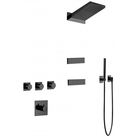 Mexen Fall вграден душ комплект, черен - 7602-04-70