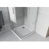 Mexen Rio квадратна душ кабина 70 x 70 cm, бели ивици, хром + корито Flat, бяло