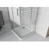 Mexen Rio квадратна душ кабина 70 x 70 cm, бели ивици, хром + корито Flat, бяло