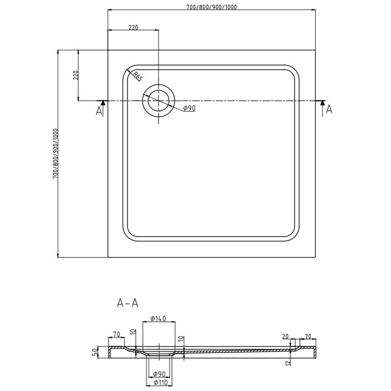 Mexen Rio Квадратна душ кабина 70 x 70 cm, бели линии, хром + поддушово корито Flat, бял - 860-070-070-01-20-4010