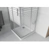 Квадратна душ кабина Mexen Rio 80 x 80 см, бели ленти, хром + поддон Flat, бял - 860-080-080-01-20-4010