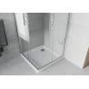 Квадратна душ кабина Mexen Rio 80 x 80 см, бели ленти, хром + поддон Flat, бял - 860-080-080-01-20-4010