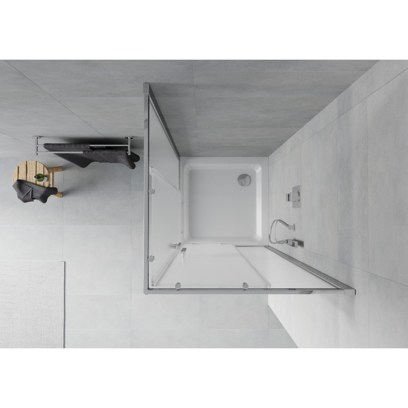 Mexen Rio квадратна душ кабина 70 x 70 см, матирана, хром + корито Flat, бял