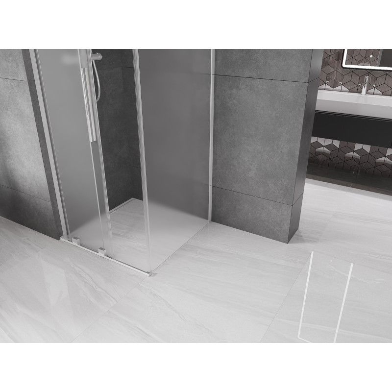 Mexen Velar L плъзгаща се душ кабина 100 x 100 см, матирана, хром - 871-100-100-33-01