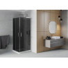 Mexen Rio Квадратна душ кабина 90 x 90 см, графит, хром + корито Flat, бял
