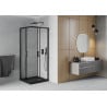 Mexen Rio квадратна душ кабина 80 x 80 см, прозрачна, черна + душ подложка Flat, черна - 860-080-080-70-00-4070B