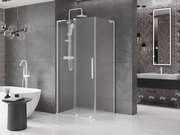 Mexen Velar L плъзгаща се душ кабина 90 x 70 см, скреж, бяла - 871-090-070-33-20