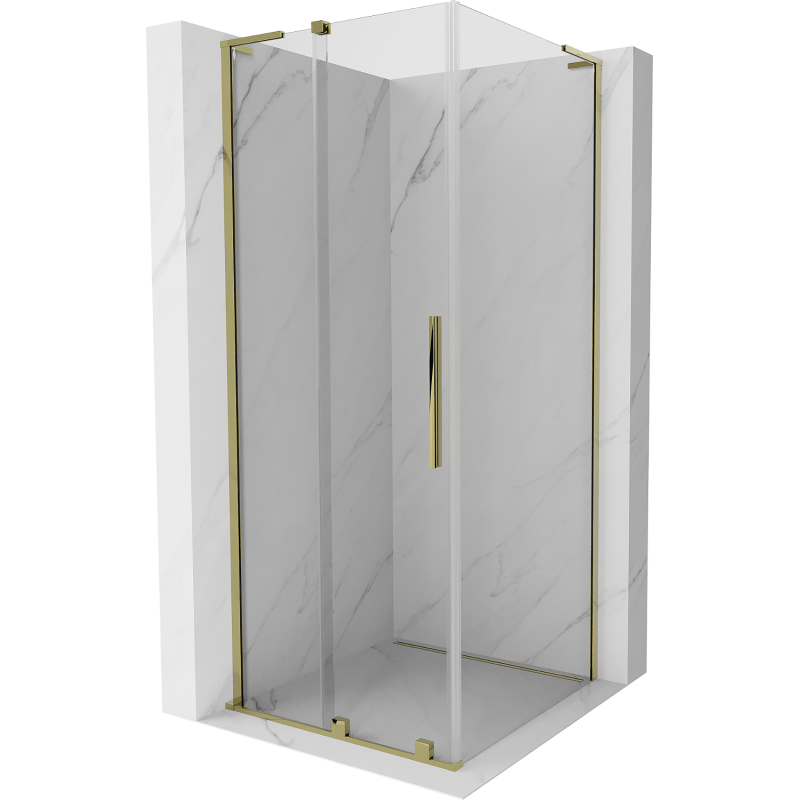 Mexen Velar L плъзгаща се душ кабина 120 x 120 cm, прозрачна, златна - 871-120-120-03-50