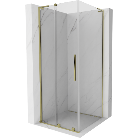 Mexen Velar L плъзгаща се душ кабина 120 x 120 cm, прозрачна, златна - 871-120-120-03-50