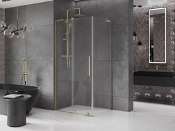 Mexen Velar L плъзгаща се душ кабина 120 x 90 см, прозрачна, златиста - 871-120-090-03-50
