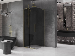 Mexen Velar L плъзгаща се душ кабина 120 x 120 см, графит, златна - 871-120-120-43-50