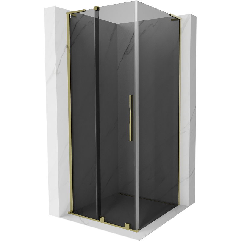 Mexen Velar L плъзгаща се душ кабина 120 x 120 см, графит, златна - 871-120-120-43-50