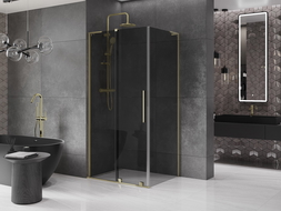 Mexen Velar L плъзгаща се душ кабина 100 x 80 см, графит, злато - 871-100-080-43-50