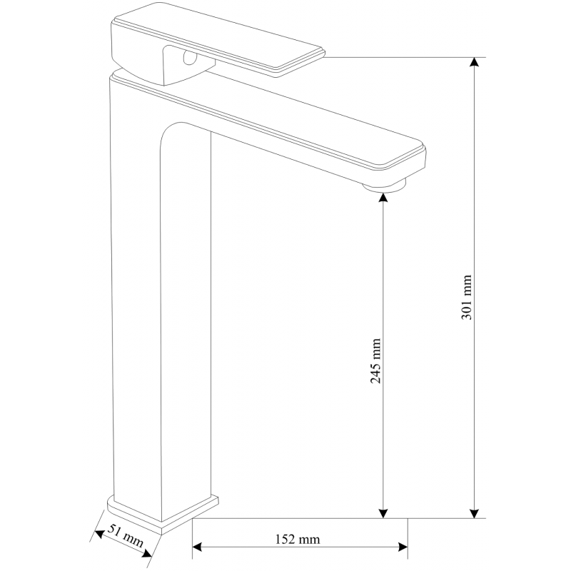 Mexen Mino висок смесител за мивка, черен - 72410-70