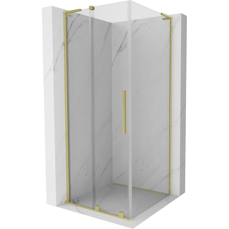 Mexen Velar L плъзгаща се душ кабина 90 x 90 см, прозрачна, златна матирана - 871-090-090-03-55
