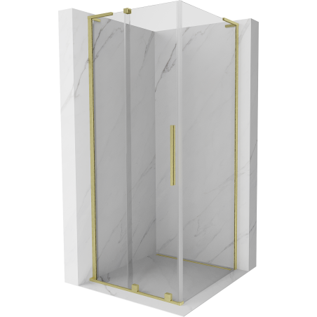 Mexen Velar L плъзгаща се душ кабина 90 x 90 см, прозрачна, златна матирана - 871-090-090-03-55