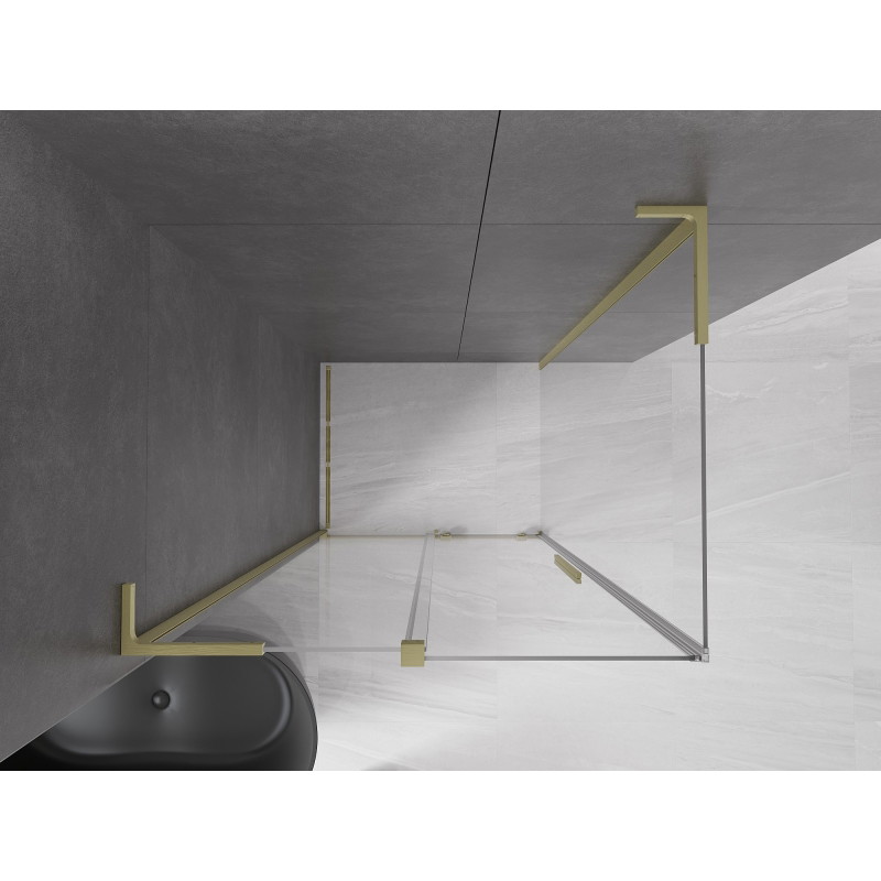 Mexen Velar L плъзгаща се душ кабина 100 x 80 см, прозрачна, златиста четкована