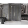 Mexen Velar L плъзгаща се душ кабина 100 x 80 см, прозрачна, златиста четкована