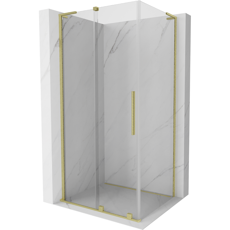 Mexen Velar L плъзгаща се душ кабина 120 x 90 cm, прозрачна, златисто матова - 871-120-090-03-55