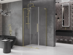 Mexen Velar L плъзгаща се душ кабина 120 x 90 cm, прозрачна, златисто матова - 871-120-090-03-55