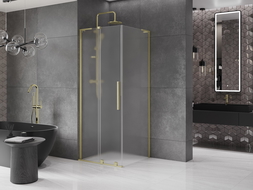 Mexen Velar L плъзгаща душ кабина 120 x 120 см, матирана, златно четкано - 871-120-120-33-55