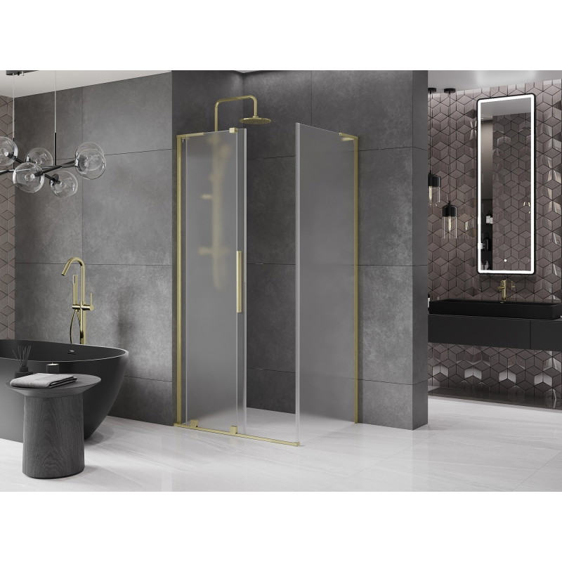 Mexen Velar L плъзгаща се душ кабина 100 x 120 см, матирана, златен мат