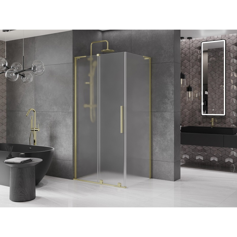 Mexen Velar L плъзгаща се душ кабина 100 x 120 см, матирана, златен мат