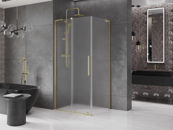 Mexen Velar L плъзгаща се душ кабина 100 x 120 см, матирана, златен мат