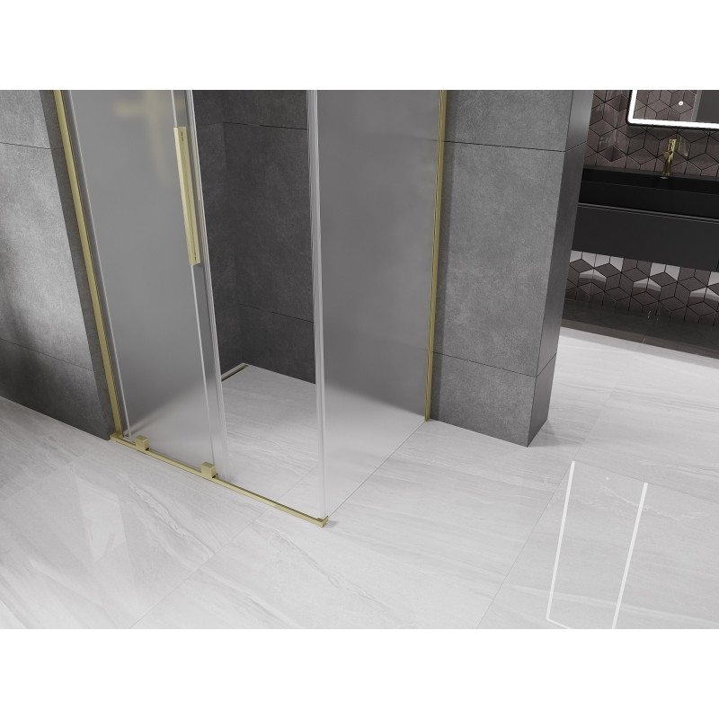 Mexen Velar L плъзгаща се душ кабина 100 x 120 см, матирана, златен мат