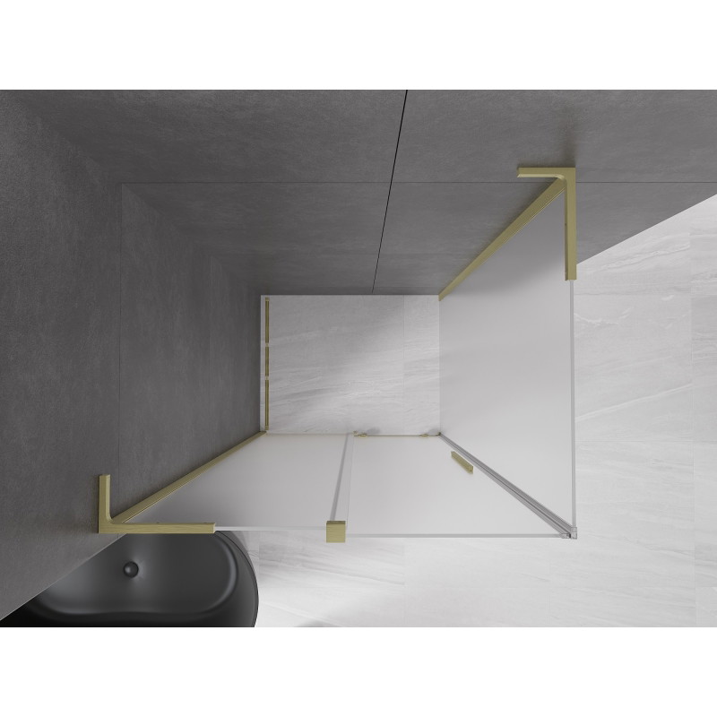 Mexen Velar L плъзгаща се душ кабина 100 x 120 см, матирана, златен мат