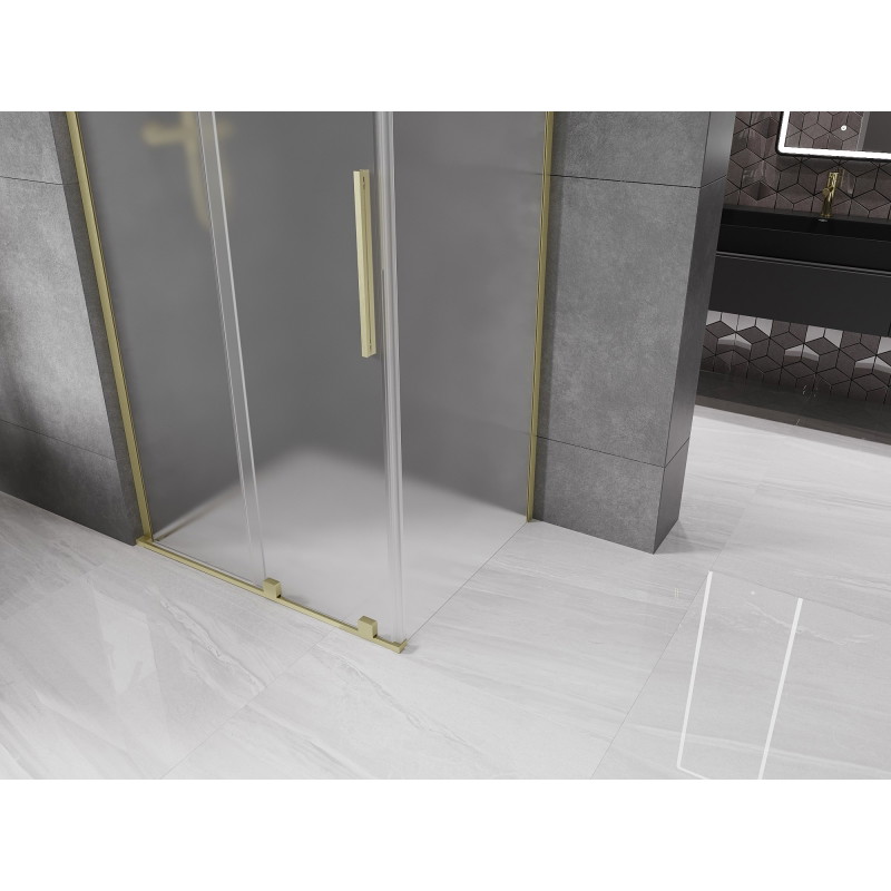 Mexen Velar L плъзгаща се душ кабина 100 x 120 см, матирана, златен мат