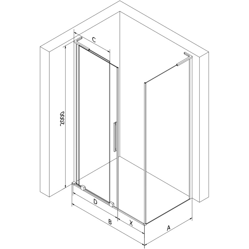 Mexen Velar L плъзгаща се душ кабина 100 x 120 см, матирана, златен мат