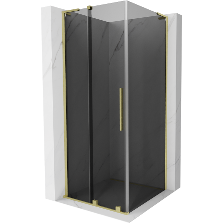 Mexen Velar L плъзгаща се душ кабина 120 x 120 см, графит, злато мат - 871-120-120-43-55