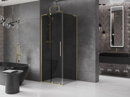 Mexen Velar L плъзгаща се душ кабина 120 x 120 см, графит, злато мат - 871-120-120-43-55