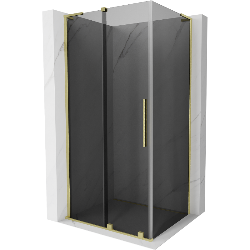 Mexen Velar L плъзгаща се душ кабина 120 x 80 cm, графит, златиста сатенена - 871-120-080-43-55