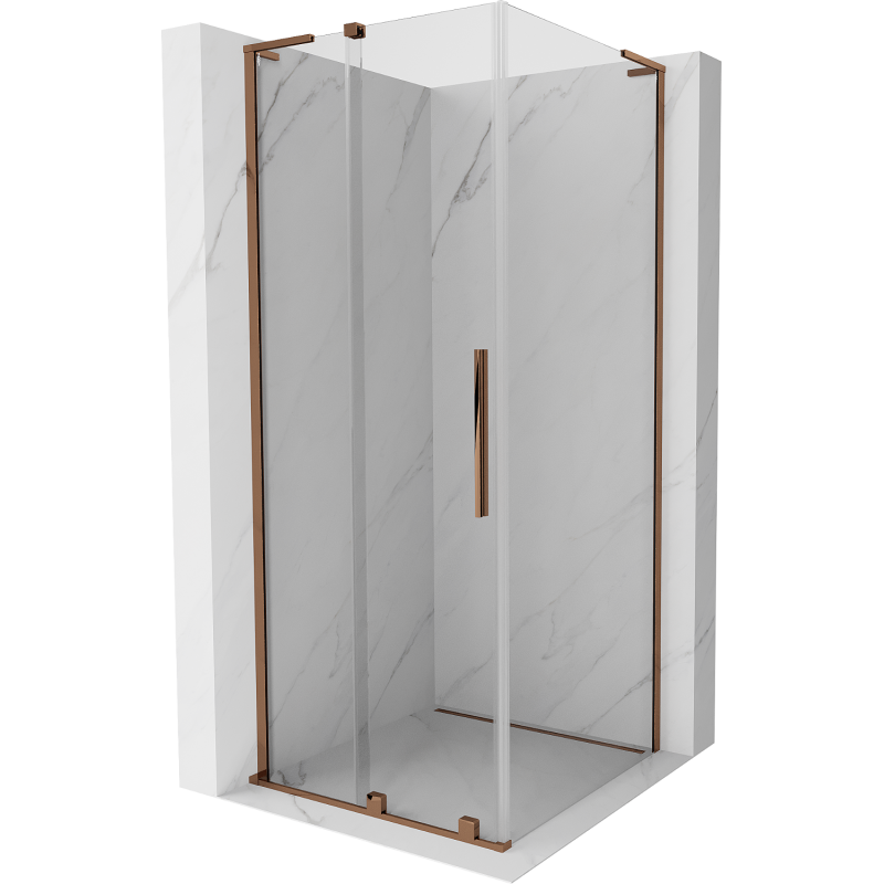 Mexen Velar L плъзгаща се душ кабина 120 x 120 cm, прозрачно, розово злато - 871-120-120-03-60