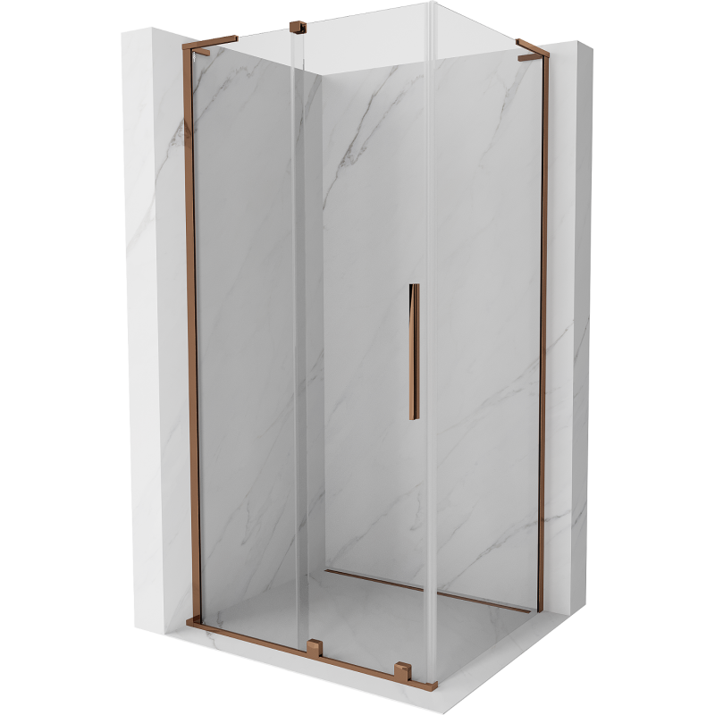 Mexen Velar L плъзгаща се душ кабина 120 x 85 cm, прозрачно, розово злато - 871-120-085-03-60