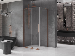 Mexen Velar L плъзгаща се душ кабина, 120 x 100 см, прозрачна, розово злато - 871-120-100-03-60