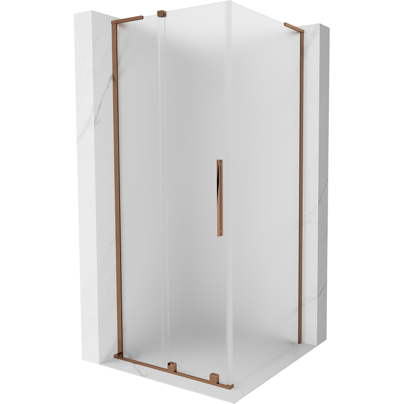 Mexen Velar L плъзгаща се душ кабина 100 x 100 см, матирана, розово злато - 871-100-100-33-60