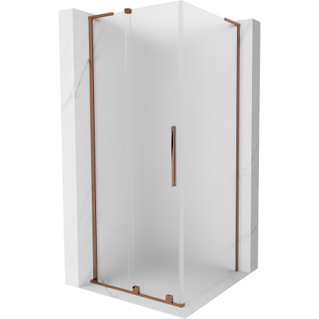 Mexen Velar L плъзгаща се душ кабина 100 x 100 см, матирана, розово злато - 871-100-100-33-60