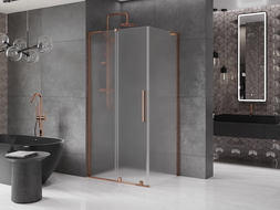 Mexen Velar L плъзгаща се душ кабина 90 x 70 см, матирано, розово злато - 871-090-070-33-60