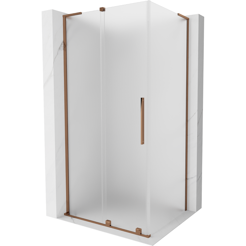 Mexen Velar L плъзгаща се душ кабина 100 x 80 см, матирано, розово злато - 871-100-080-33-60