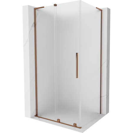 Mexen Velar L плъзгаща се душ кабина 100 x 80 см, матирано, розово злато - 871-100-080-33-60