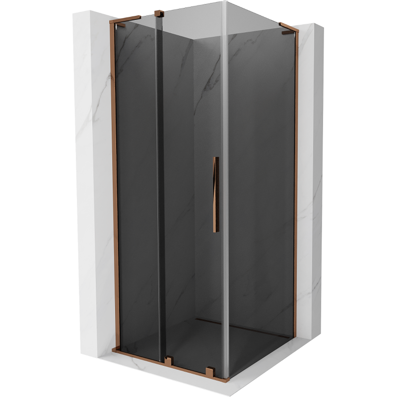 Mexen Velar L плъзгаща се душ кабина 90 x 90 см, графит, розово злато - 871-090-090-43-60