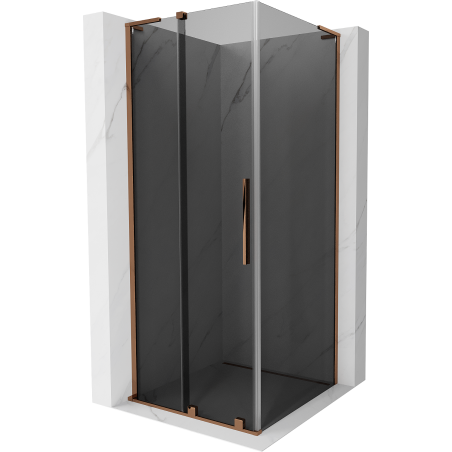 Mexen Velar L плъзгаща се душ кабина 120 x 120 cm, графит, розово злато - 871-120-120-43-60
