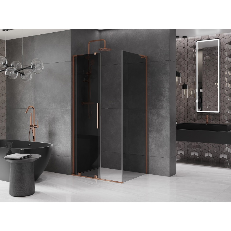 Mexen Velar L плъзгаща се душ кабина 110 x 85 см, графит, розово злато - 871-110-085-43-60