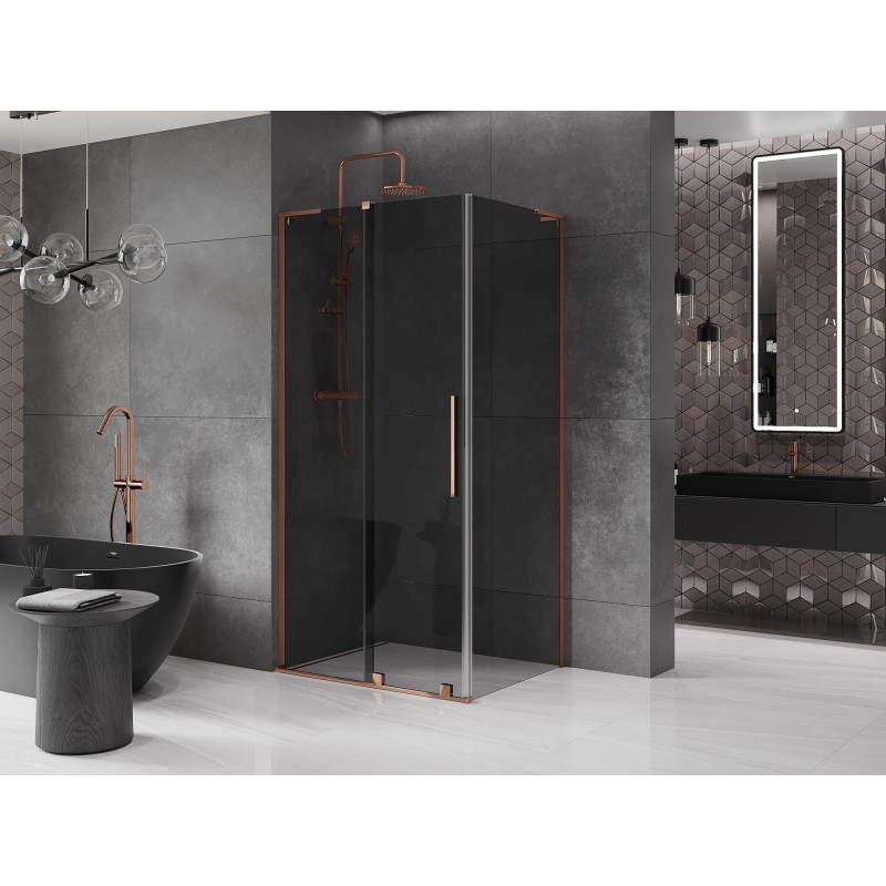 Mexen Velar L плъзгаща се душ кабина 110 x 85 см, графит, розово злато - 871-110-085-43-60