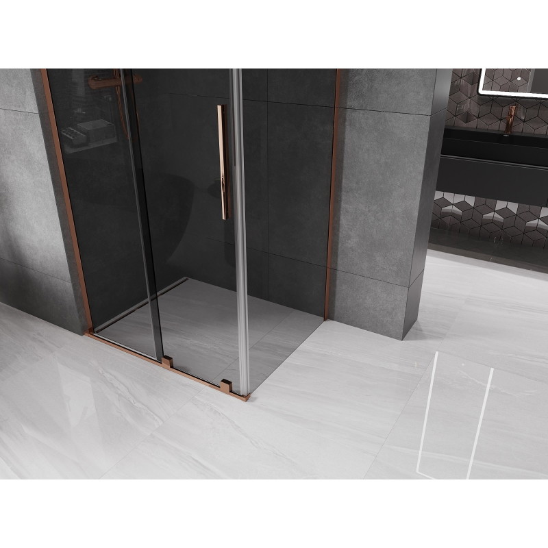 Mexen Velar L плъзгаща се душ кабина 110 x 85 см, графит, розово злато - 871-110-085-43-60