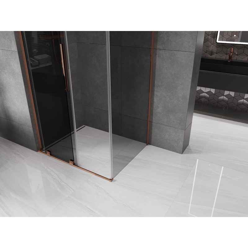 Mexen Velar L плъзгаща се душ кабина 110 x 85 см, графит, розово злато - 871-110-085-43-60